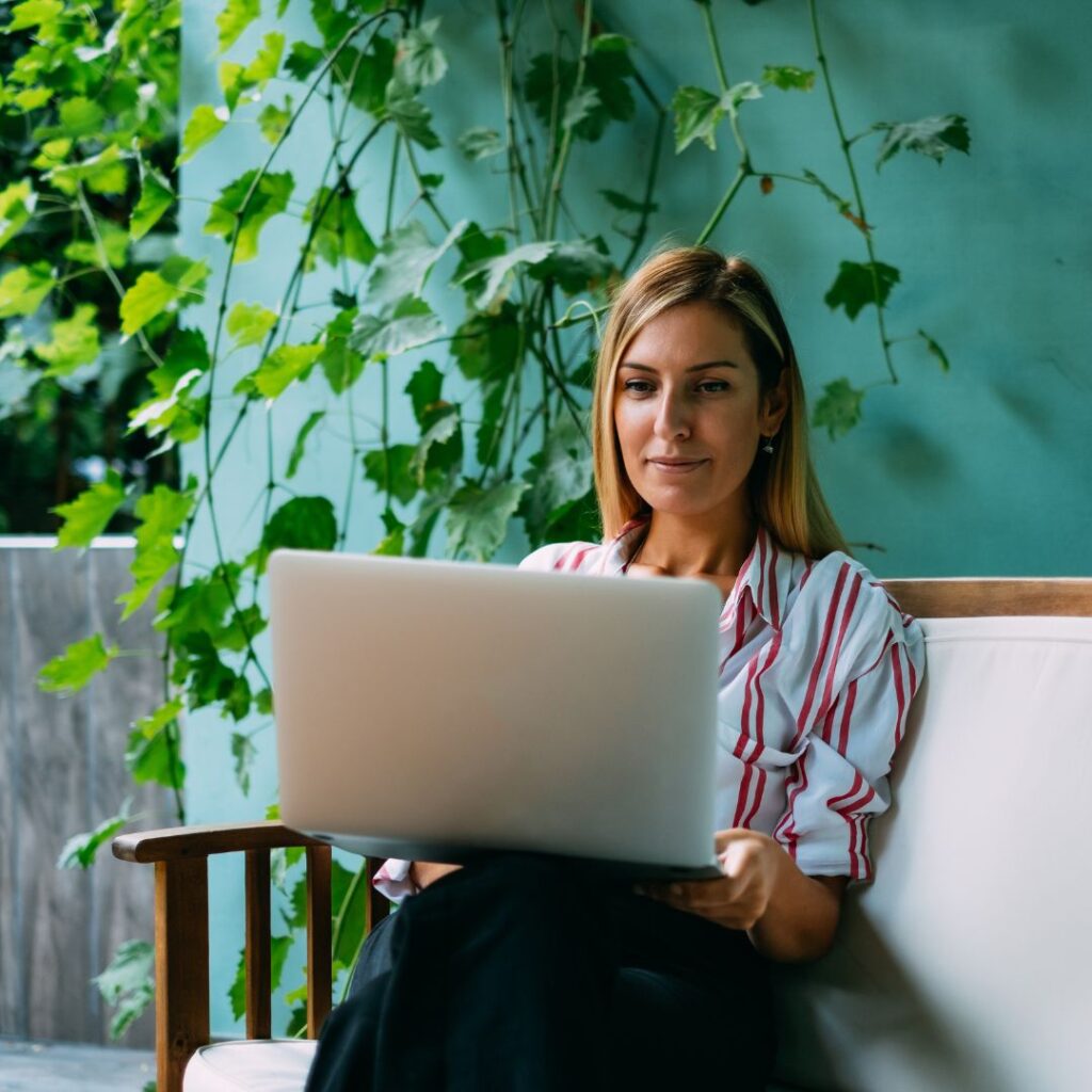 Woman working on laptop